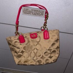Tan and red coach bag 2012